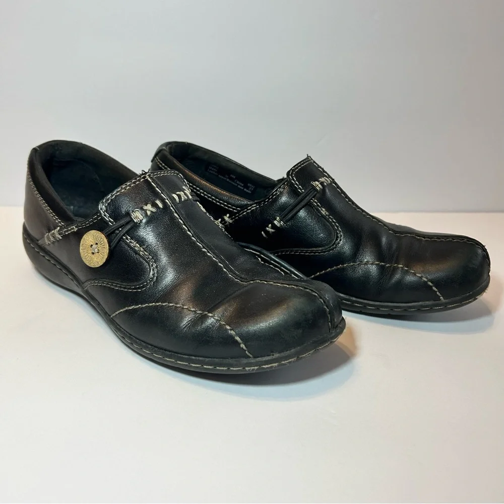 Clarks Womens Un Loop Brown Leather Loafers Slip On‎ Comfort Shoes Size 6